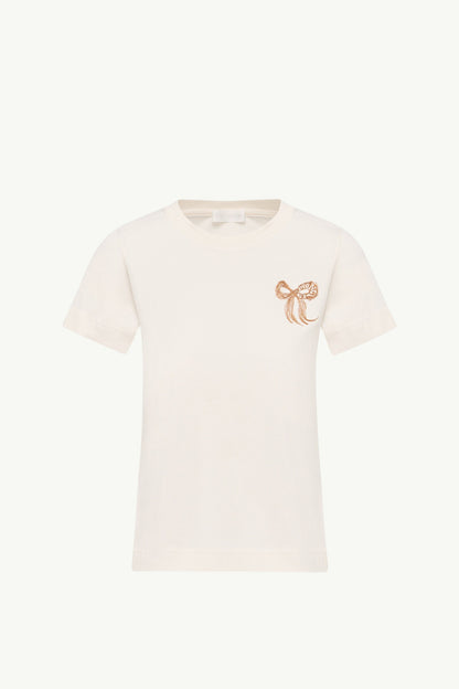 Moncler Embroidered Bow Cotton T-Shirt White White