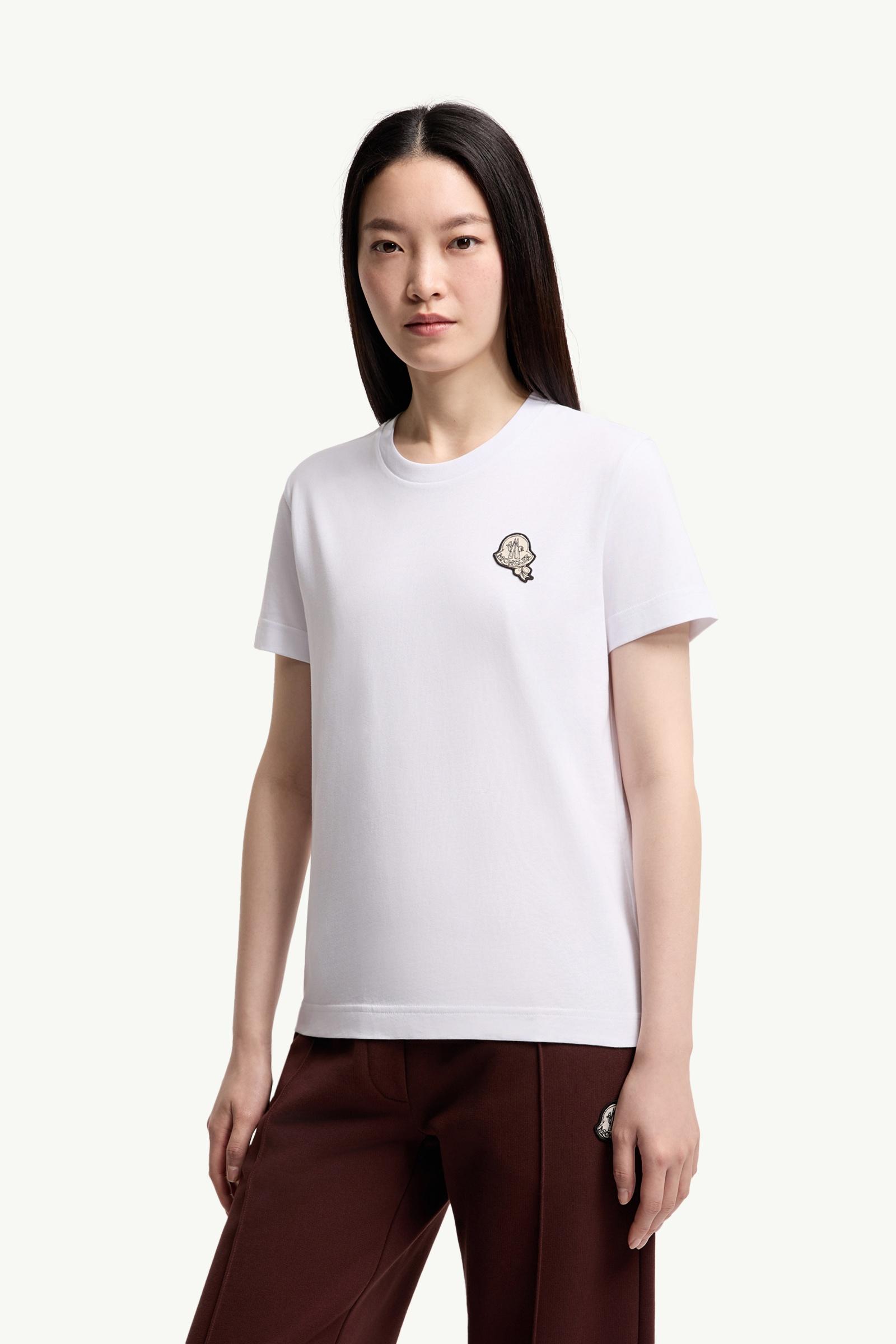 Moncler Logo Patch Cotton T-Shirt White White