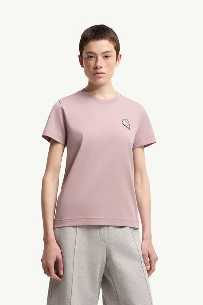 Moncler Logo Patch Cotton T-Shirt Light Pink Light Pink