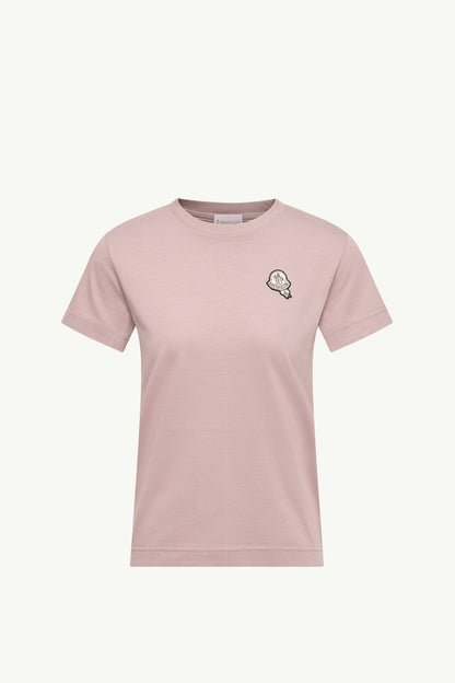 Moncler Logo Patch Cotton T-Shirt Light Pink Light Pink