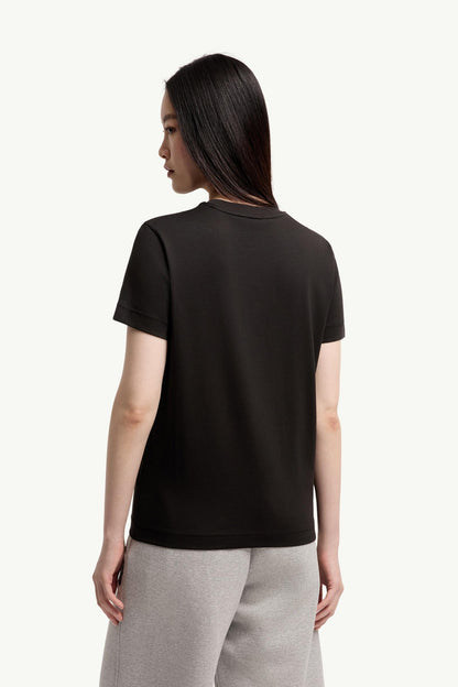 Moncler Logo Patch Cotton T-Shirt Black Black