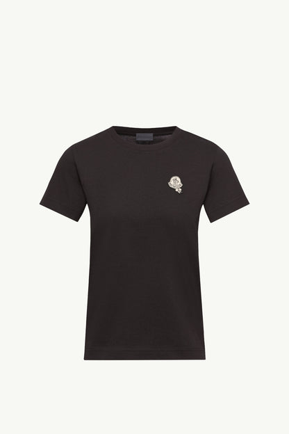 Moncler Logo Patch Cotton T-Shirt Black Black