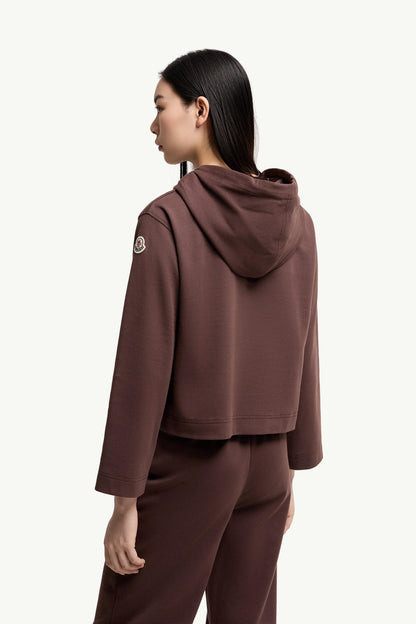 Moncler Cotton Blend Hooded Sweatshirt Brown Brown