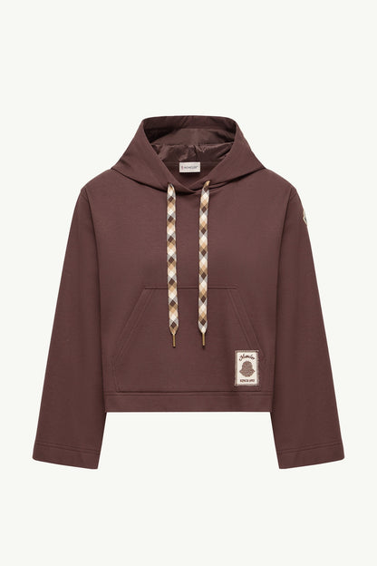 Moncler Cotton Blend Hooded Sweatshirt Brown Brown