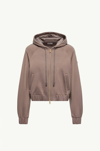 Moncler Technical Fleece Zip-Up Cardigan Taupe Taupe