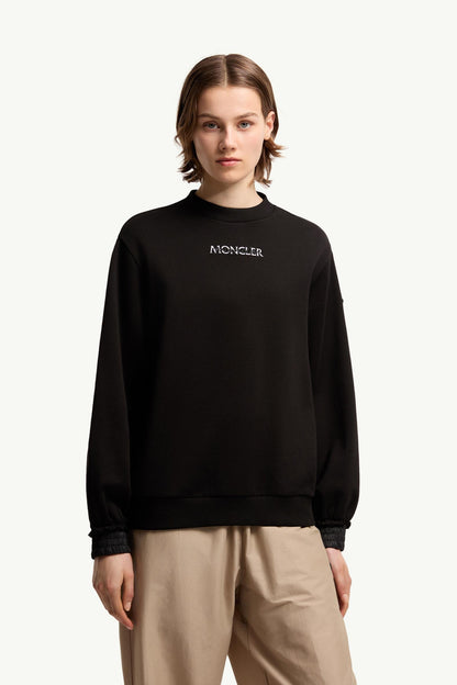 Moncler Cotton Fleece Logo Sweatshirt Black Black