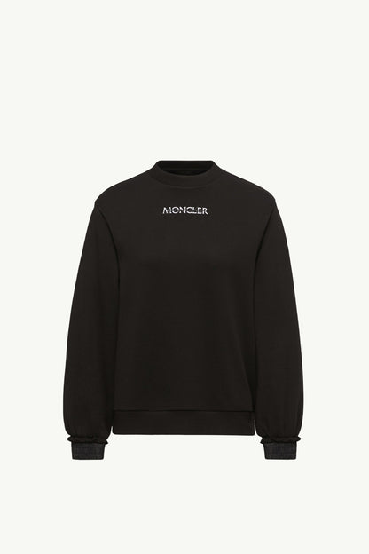 Moncler Cotton Fleece Logo Sweatshirt Black Black