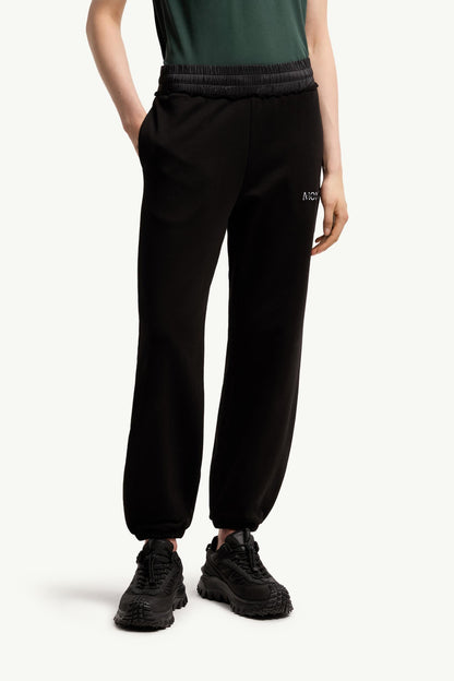 Moncler Logo Cotton Sweatpants Black Black