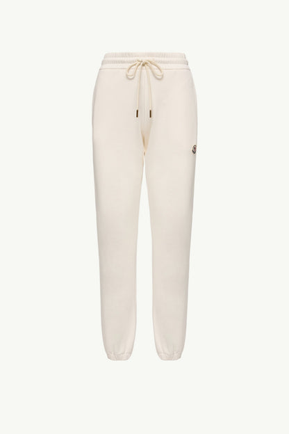 Moncler Logo Cotton Blend Fleece Sweatpants White White