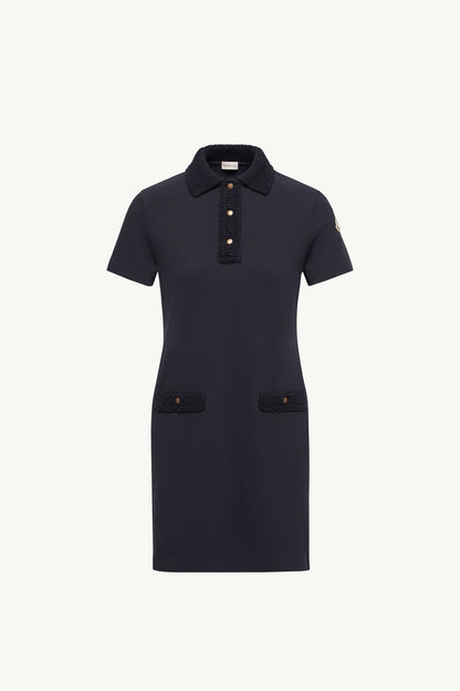 Moncler Cotton Piquet Polo Mini Dress Dark Blue Dark Blue