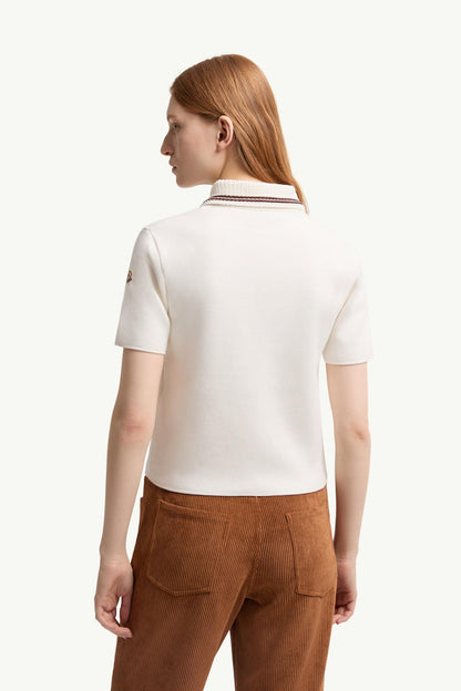 Moncler Cotton Knit Polo Shirt White White