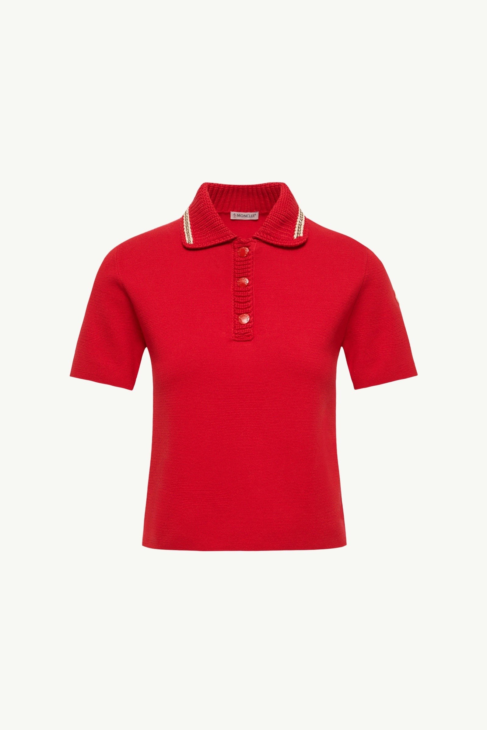 Moncler Cotton Knit Polo Shirt Red Red