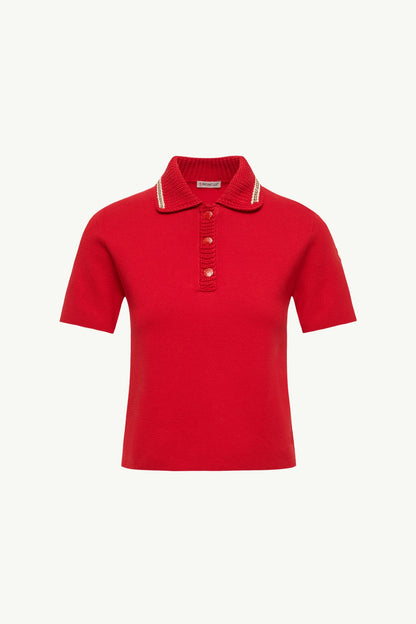 Moncler Cotton Knit Polo Shirt Red Red