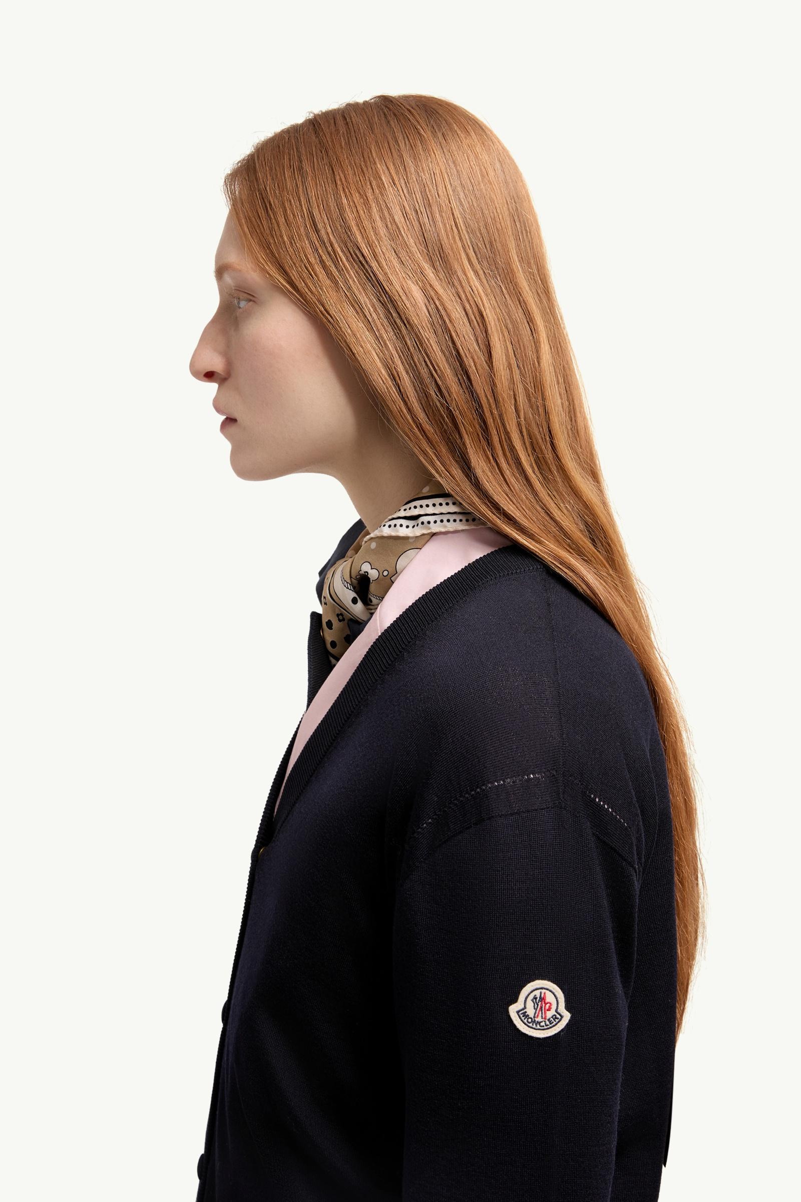 Moncler Wool Cardigan Navy Blue Navy Blue