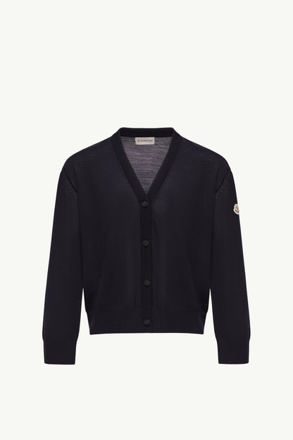 Moncler Wool Cardigan Navy Blue Navy Blue