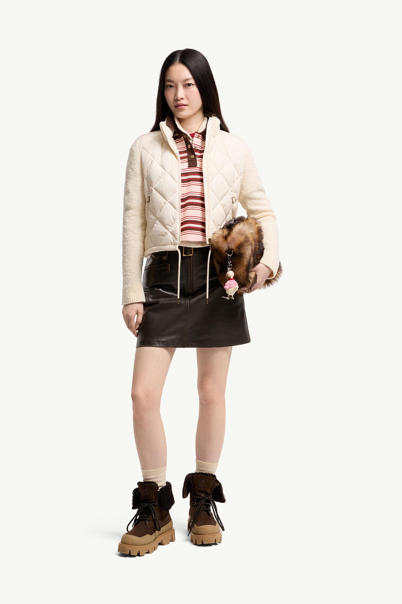 Moncler Cotton Blend Padded Zip-Up Cardigan White White
