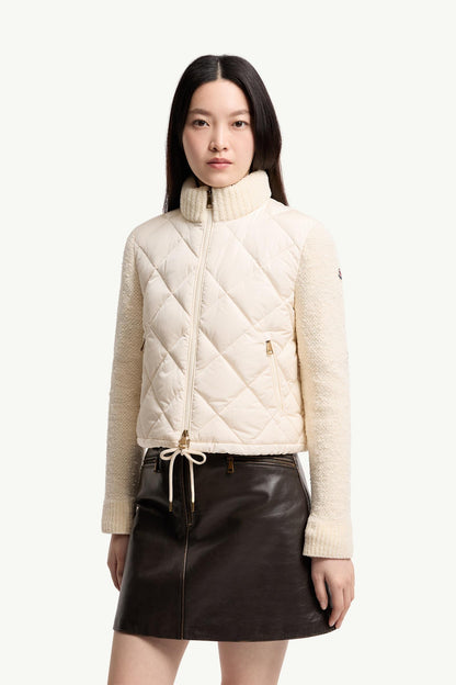 Moncler Cotton Blend Padded Zip-Up Cardigan White White
