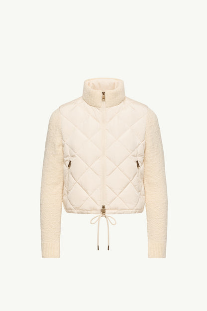 Moncler Cotton Blend Padded Zip-Up Cardigan White White