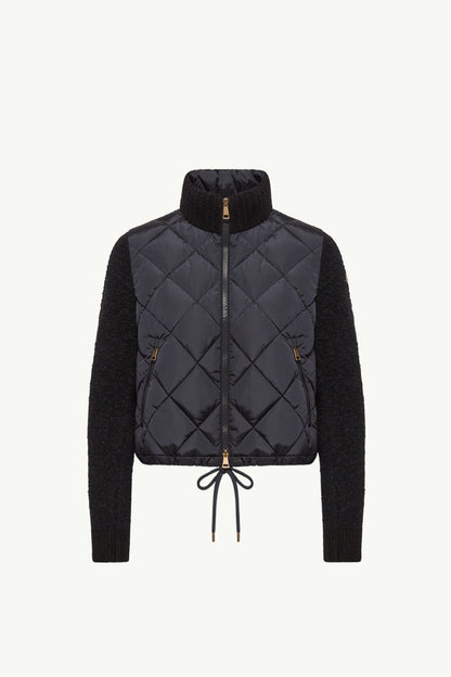Moncler Cotton Blend Padded Zip-Up Cardigan Navy Blue Navy Blue
