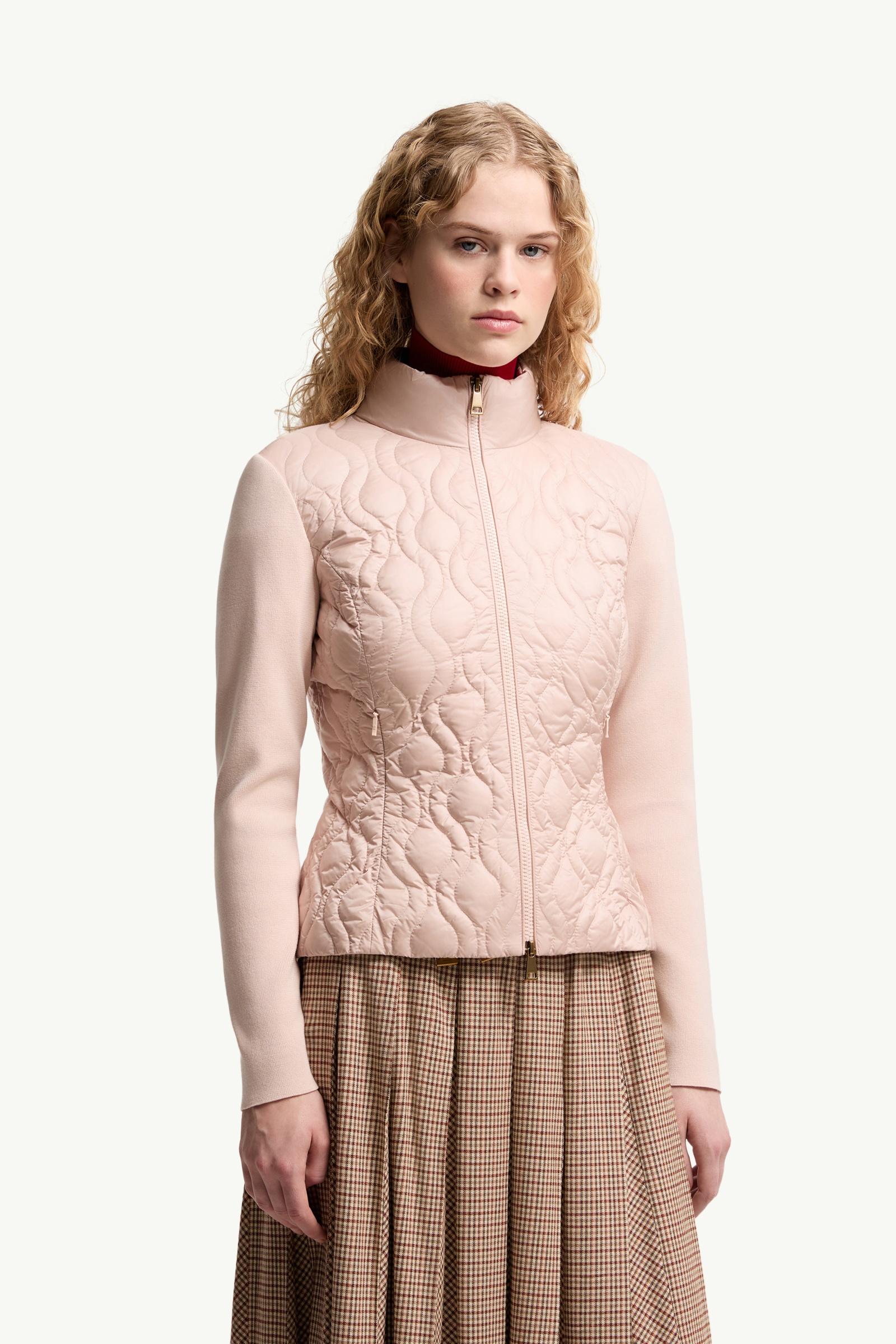 Moncler Cotton Padded Zip-Up Cardigan Pink Pink