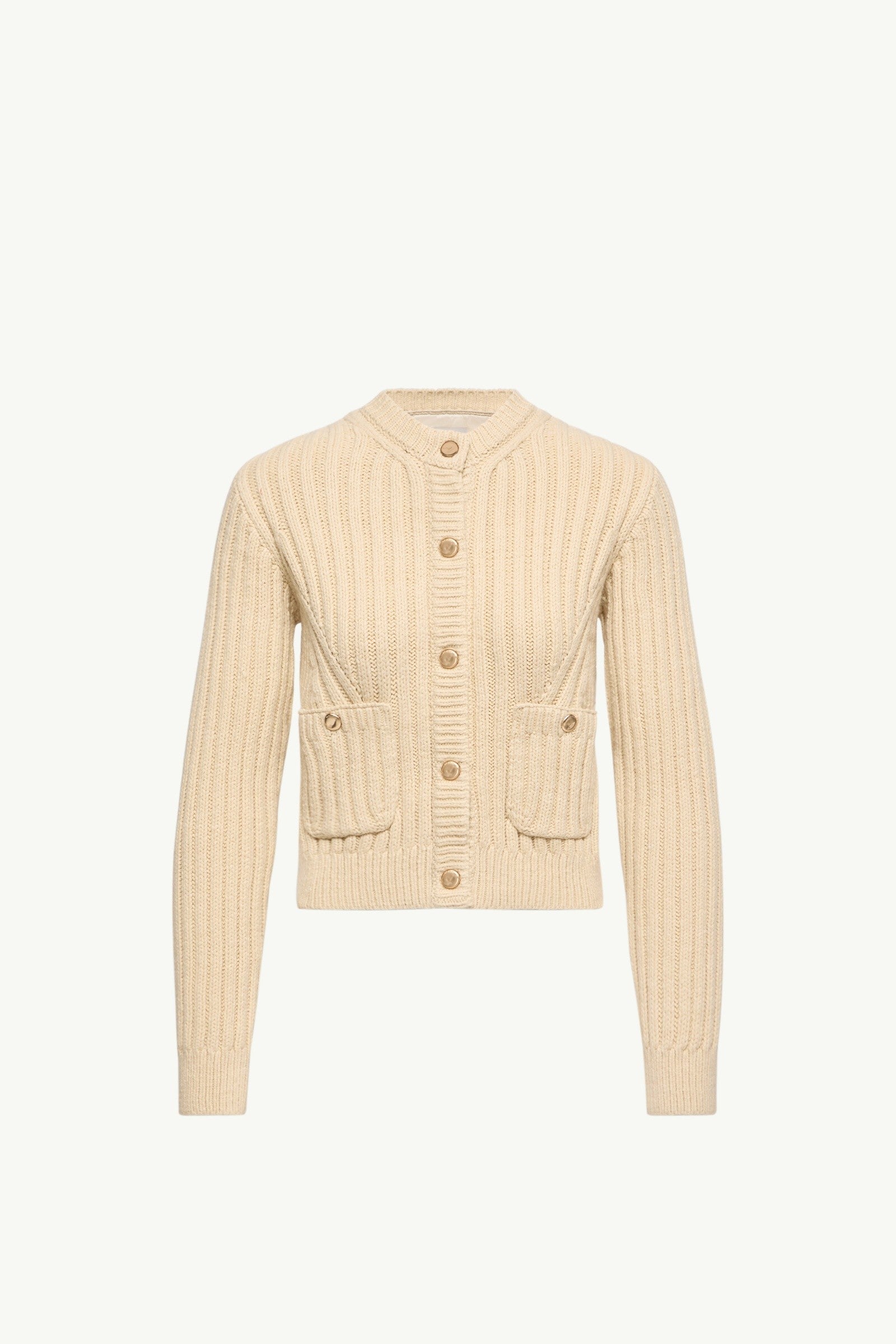 Moncler Cotton Padded Cardigan Light Beige Light Beige