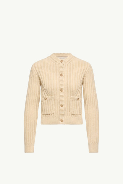 Moncler Cotton Padded Cardigan Light Beige Light Beige