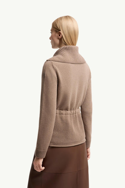 Moncler Wool & Cashmere Blend Padded Zip-Up Cardigan Beige Beige
