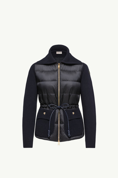Moncler Wool & Cashmere Blend Padded Zip-Up Cardigan Dark Blue Dark Blue