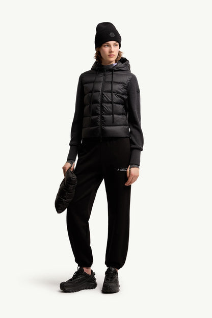 Moncler Wool Hooded Padded Zip-Up Cardigan Dark Grey Dark Grey