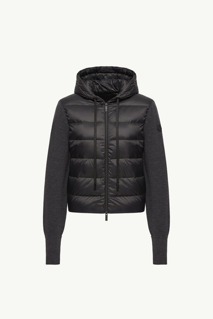 Moncler Wool Hooded Padded Zip-Up Cardigan Dark Grey Dark Grey