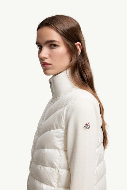 Moncler Padded Wool Zip-Up Cardigan White White