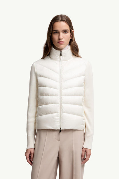 Moncler Padded Wool Zip-Up Cardigan White White