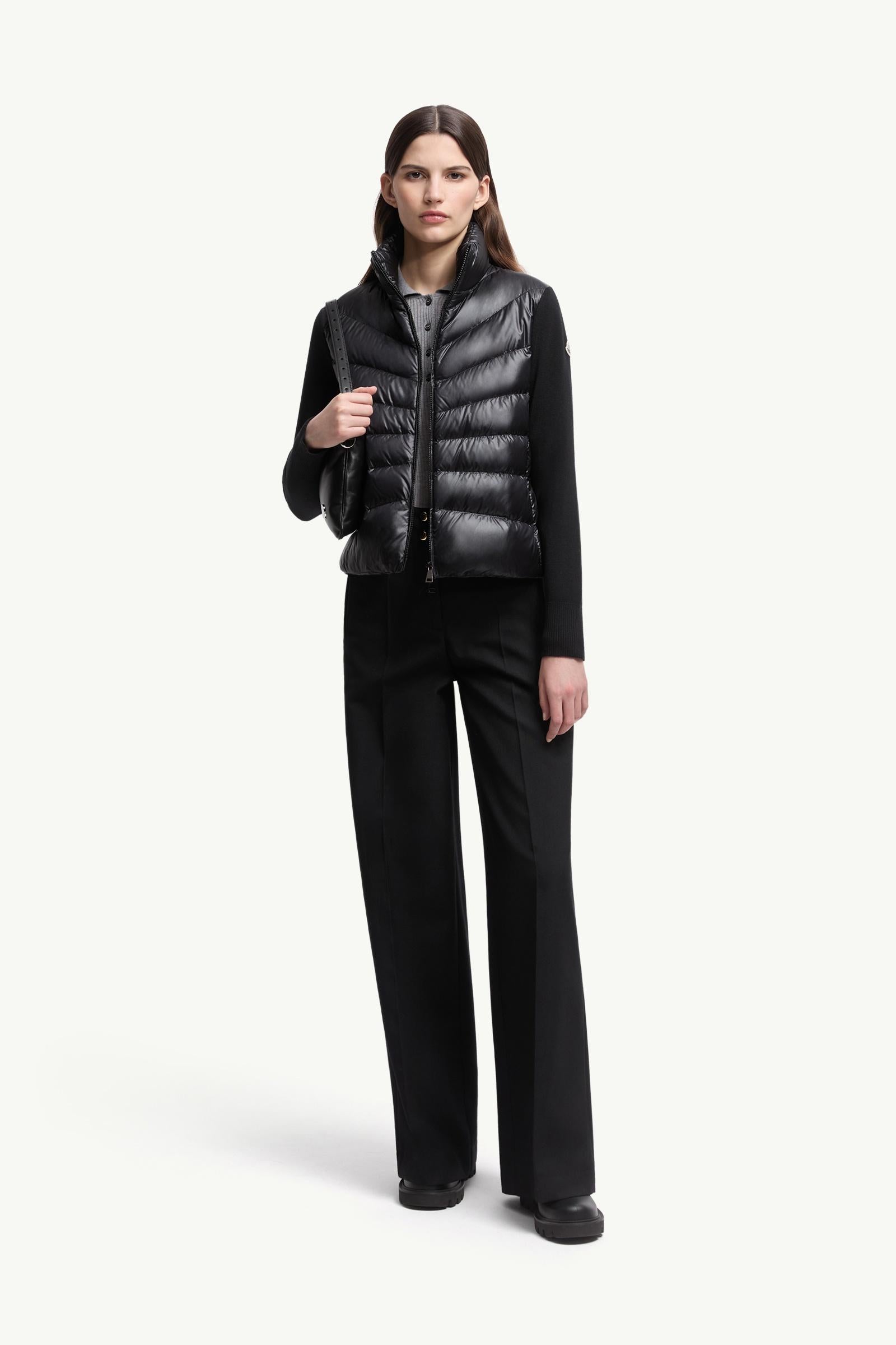 Moncler Padded Wool Zip-Up Cardigan Black Black