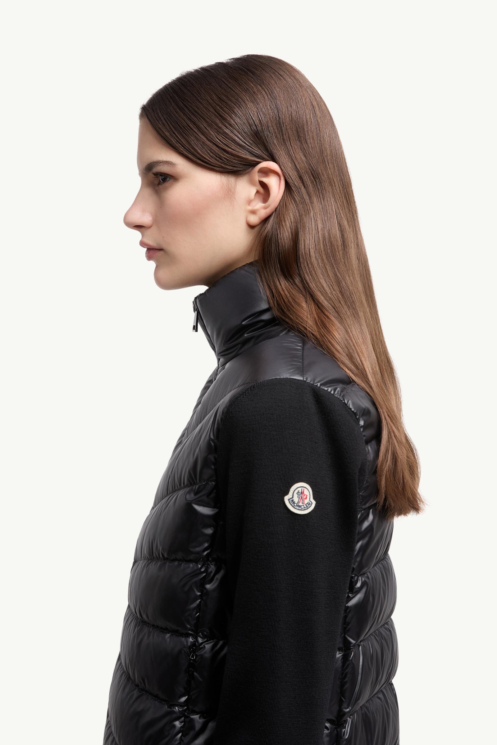 Moncler Padded Wool Zip-Up Cardigan Black Black