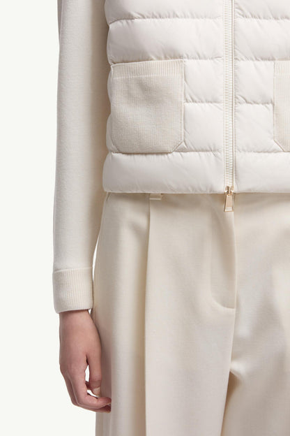 Moncler Wool Padded Zip-Up Cardigan White White