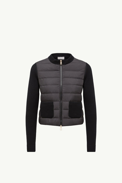 Moncler Wool Padded Zip-Up Cardigan Black Black