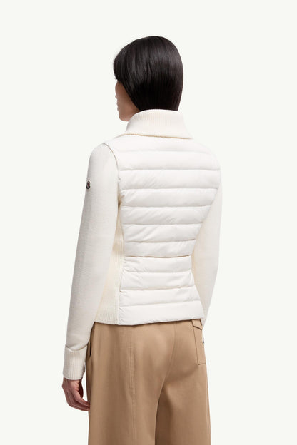 Moncler Padded Zip-Up Wool Cardigan White White