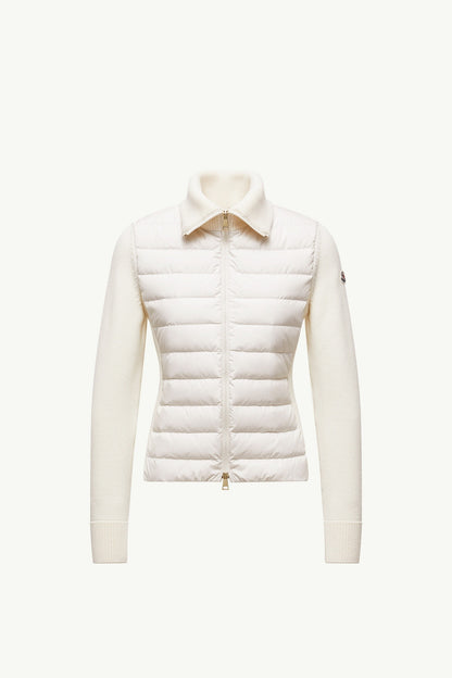 Moncler Padded Zip-Up Wool Cardigan White White