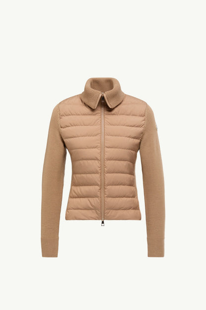 Moncler Padded Zip-Up Wool Cardigan Beige Beige