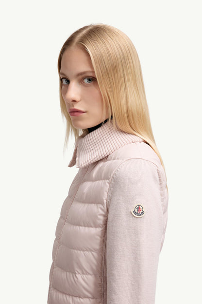 Moncler Padded Zip-Up Wool Cardigan Pink Pink