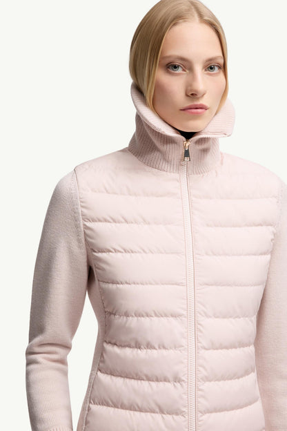 Moncler Padded Zip-Up Wool Cardigan Pink Pink