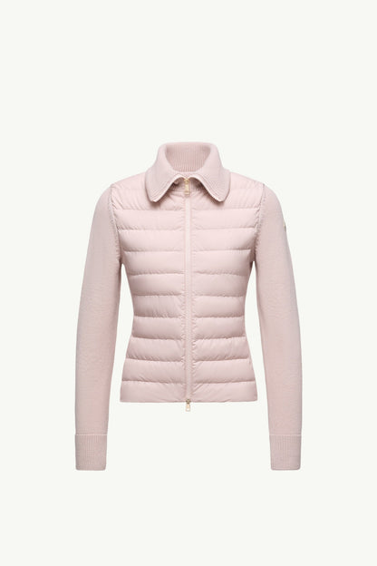 Moncler Padded Zip-Up Wool Cardigan Pink Pink
