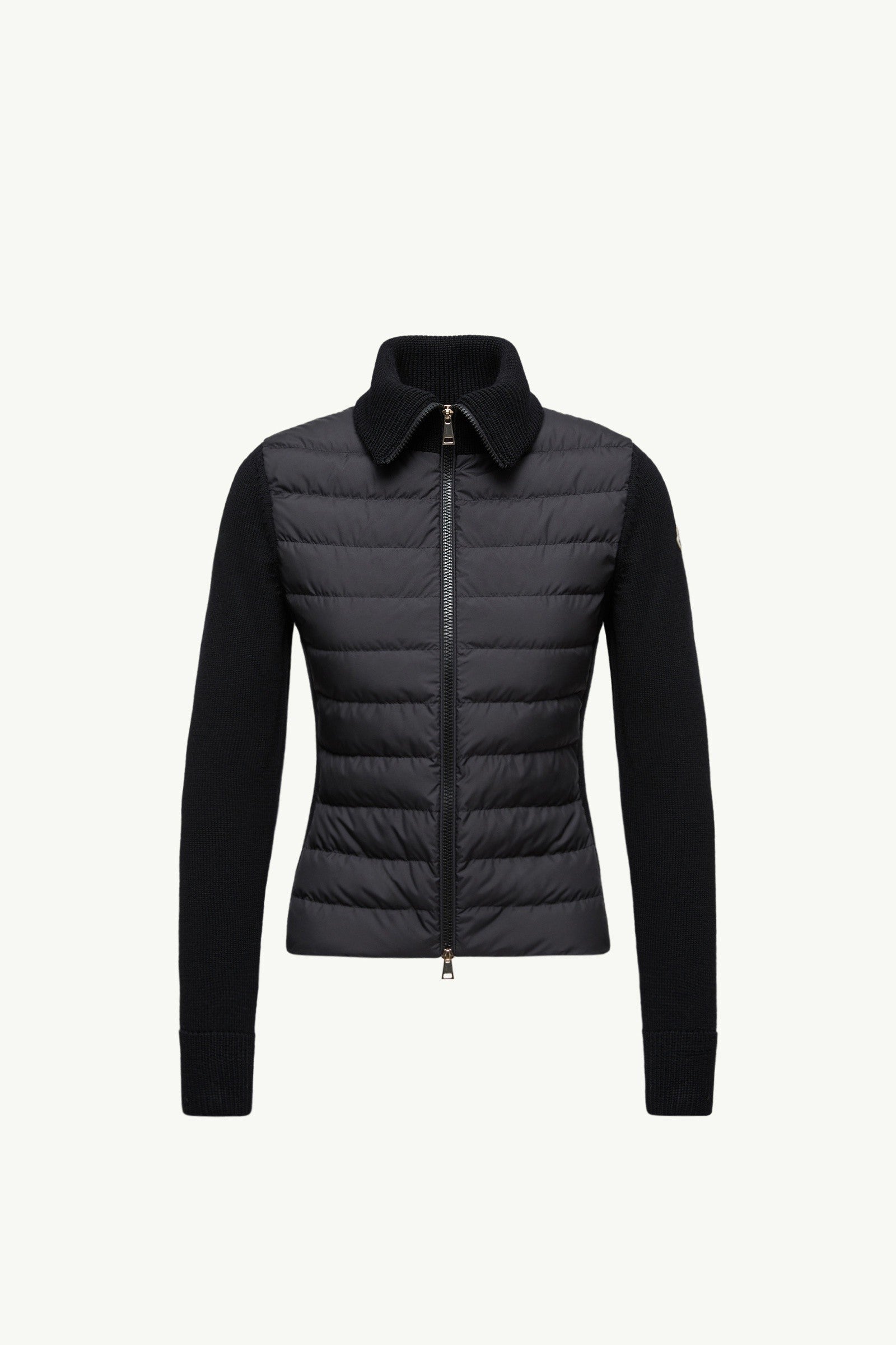 Moncler Padded Zip-Up Wool Cardigan Black Black