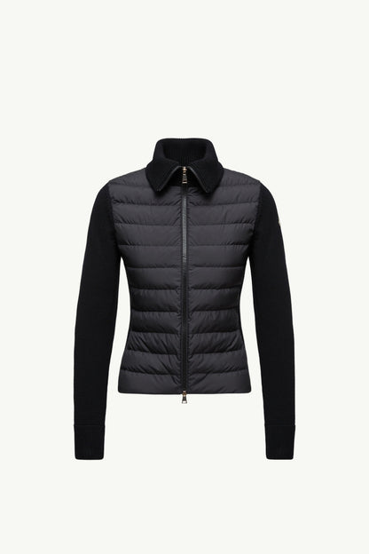 Moncler Padded Zip-Up Wool Cardigan Black Black