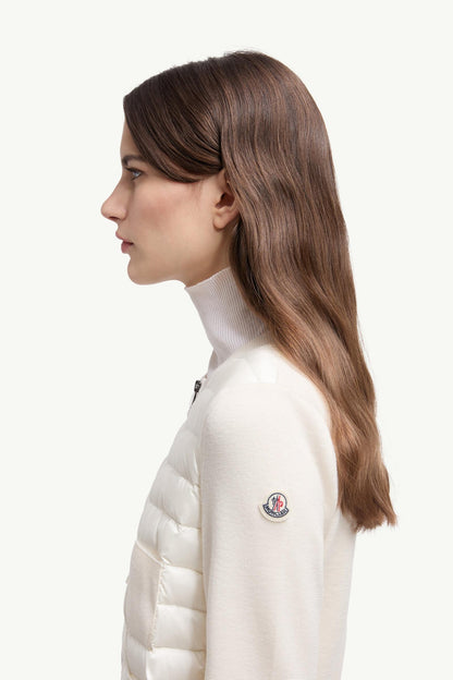 Moncler Padded Wool Zip-Up Cardigan White White