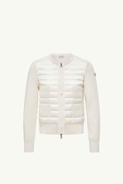 Moncler Padded Wool Zip-Up Cardigan White White