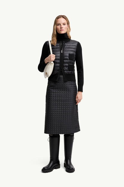 Moncler Padded Wool Zip-Up Cardigan Black Black