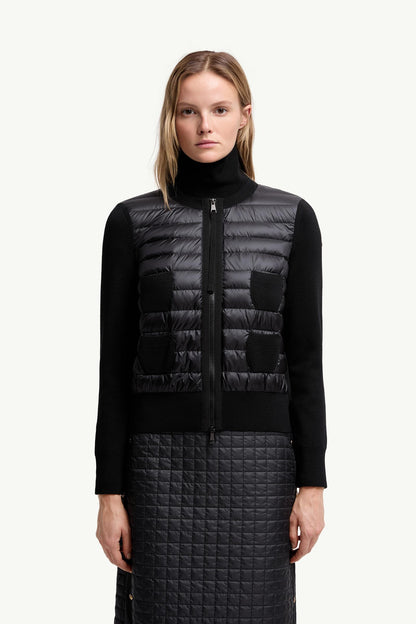 Moncler Padded Wool Zip-Up Cardigan Black Black
