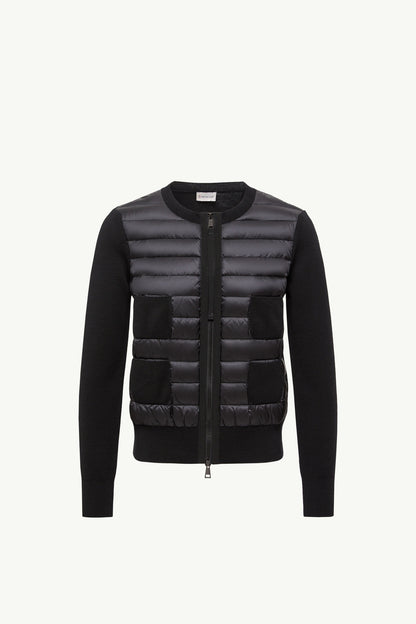 Moncler Padded Wool Zip-Up Cardigan Black Black