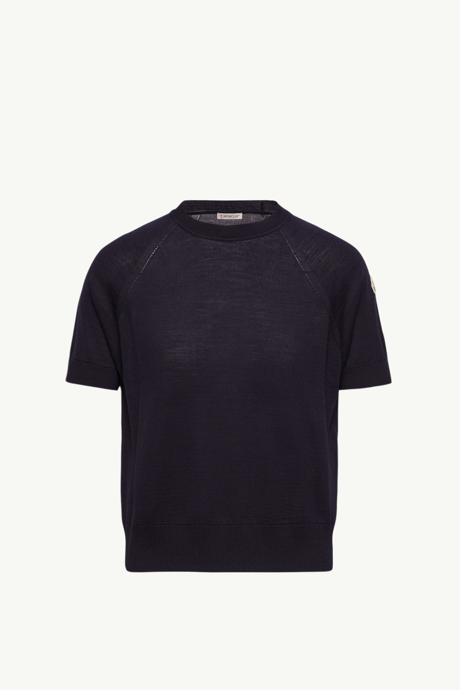 Moncler Short Sleeve Wool Sweater Dark Blue Dark Blue